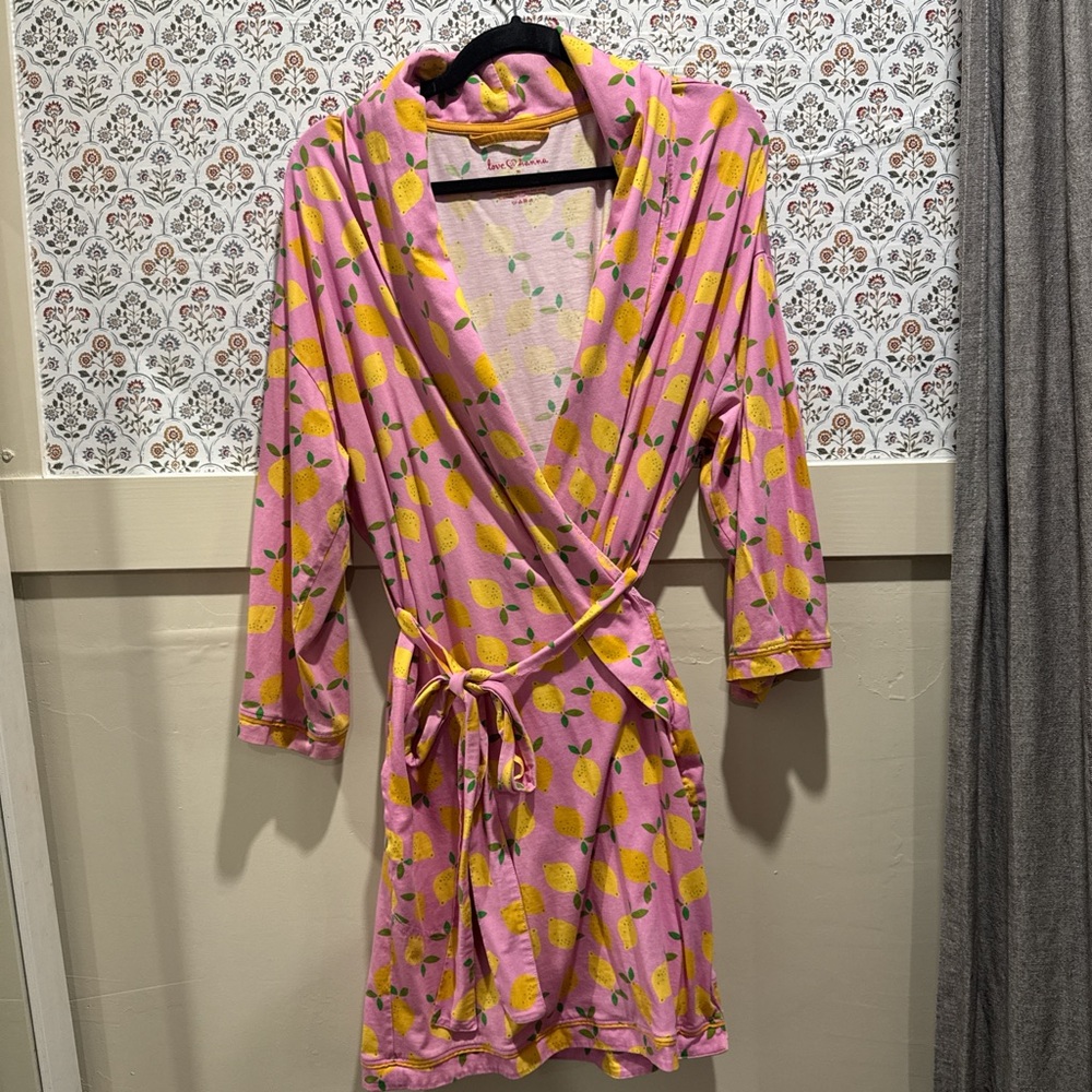 Pink Lemon Print Women's Robe